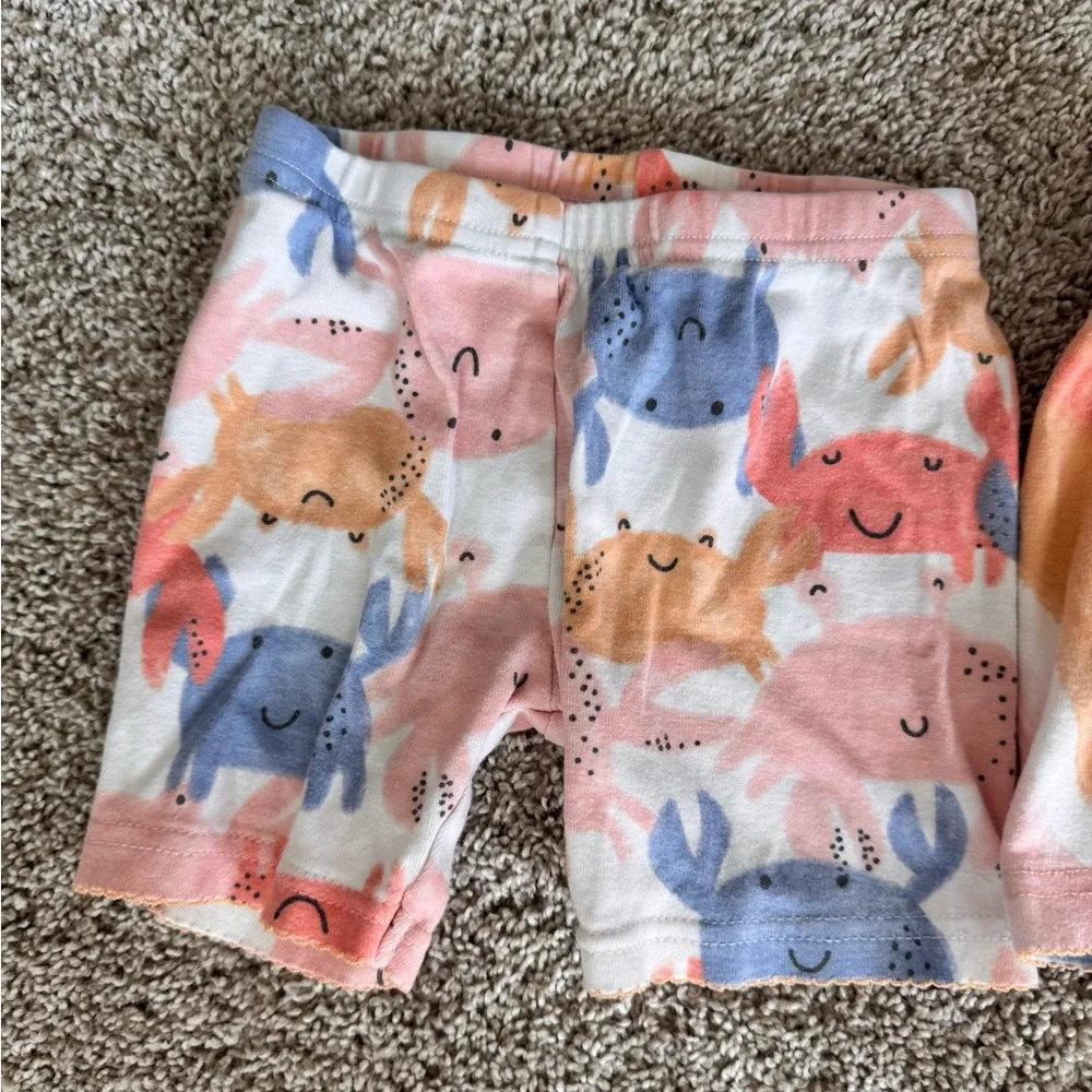 Carters Toddler Pajamas Bundle Shorts Tshirt Crab Rainbow Sleepwear Set size 3T - Picture 8 of 10